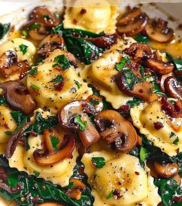 Mushroom Ravioli with Spinach – fitnessnip