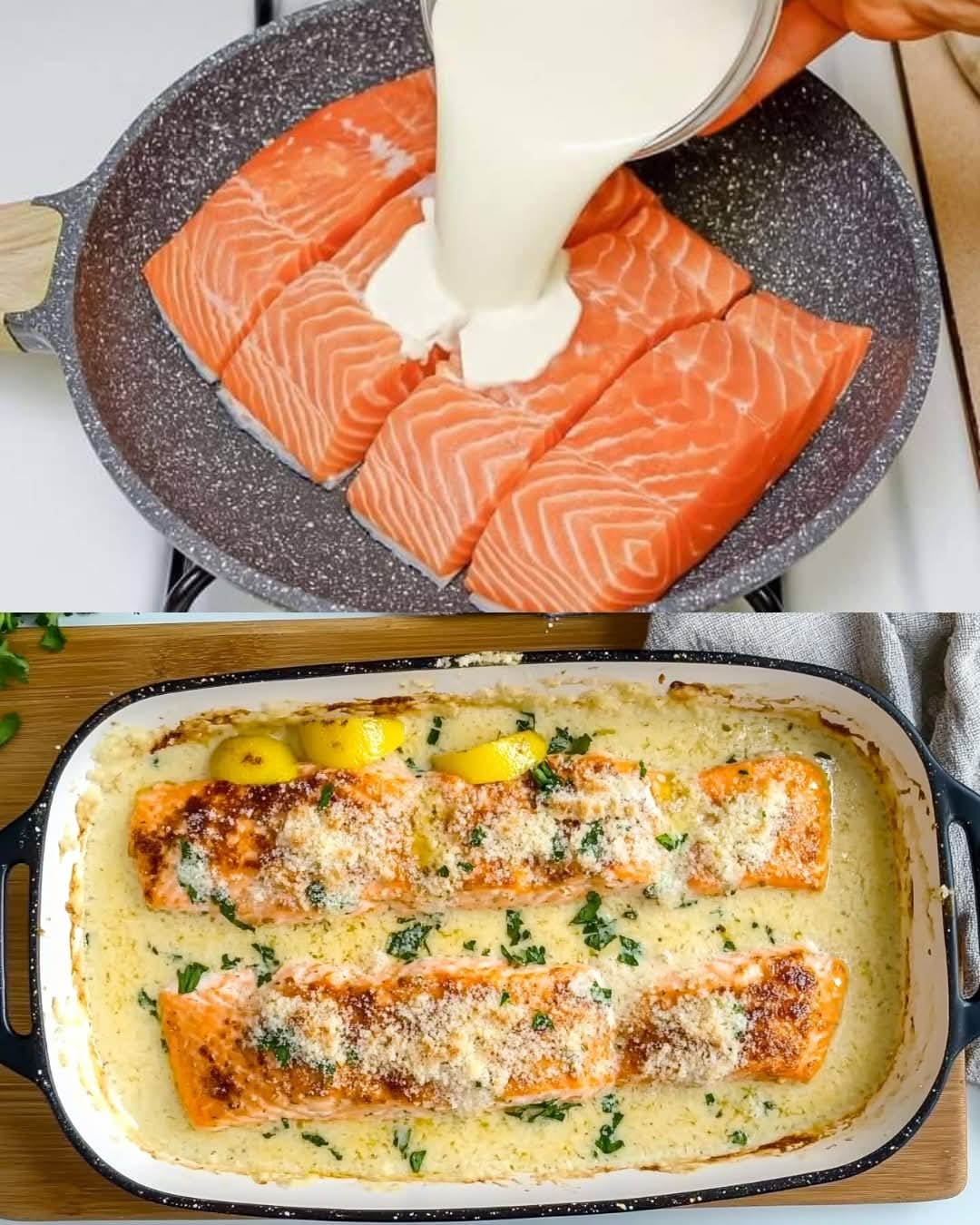 Salmon With Parmesan Cream Sauce – Fitnessnip