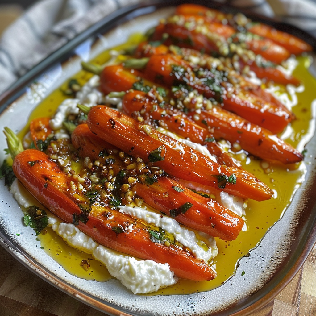 Roasted Carrots With Whipped Ricotta And Hot Honey Fitnessnip