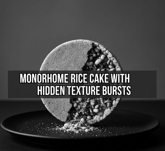 Monochrome Rice Cake With Hidden Texture Bursts